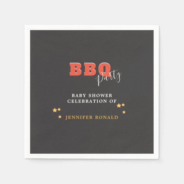 BBQ Black and Red Baby dusch Party Pappersservett (Framsidan)