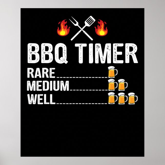 BBQ | BQ Timer Drinking Grills Bell Beer Poster (Framsidan)