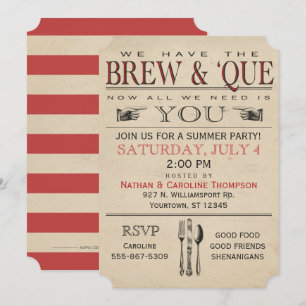 BBQ Brew & Que-inbjudan till sommarparti Inbjudningar