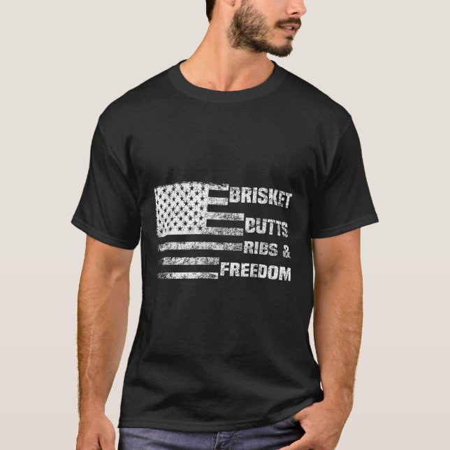 Bbq, Brisket Butts Ribs and Freedom, Lung G T Shirt (Framsida)