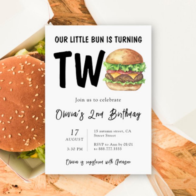 BBQ Burger 2:a födelsedag Party Inbjudningar (Skapare uppladdad)
