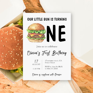 BBQ Burger Första Födelsedagsfest Inbjudningar