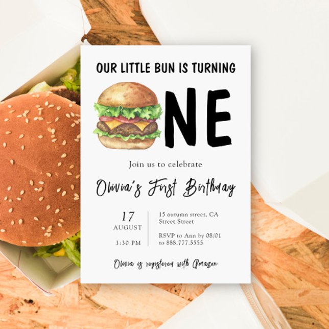 BBQ Burger Första Födelsedagsfest Inbjudningar (Skapare uppladdad)