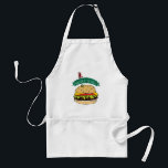 BBQ Burger Master of the Grill Förkläde<br><div class="desc">"Grillmästare" lyder gröntens banderoll på denna apron,  ovanför en smakfull tittar ostburgare,  komplett med tomater,  sallat,  sesamfröbun och en finare-tandplockare. Underbar presentidé för Fars dag!</div>