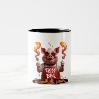 BBQ Chef - Gris Pappa Funny Grilling Två-Tonad Mugg