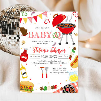 BBQ Children's BABY-Q Baby Shower Invitation Inbjudningar