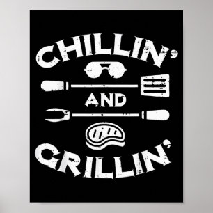 Bbq Chillin Och Grillin Barbecue T Män Kvinnor Bar Poster