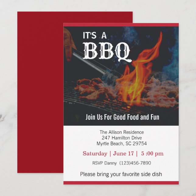 BBQ Cookout Picnic Inbjudningar (Fram/baksida)