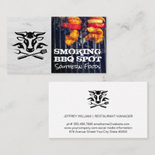 BBQ Cow-Logotyp Barbecue Pit Visitkort