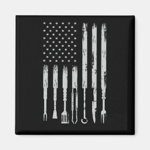BBQ Design Smoking Barbecue USA flagga Magnet
