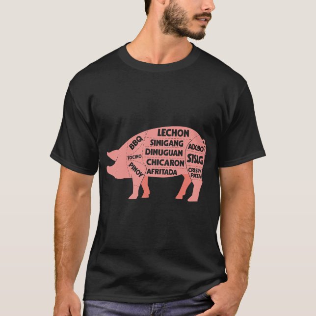 BBQ-diagram Filipino Gris Gris Cuts Kött T Shirt (Framsida)