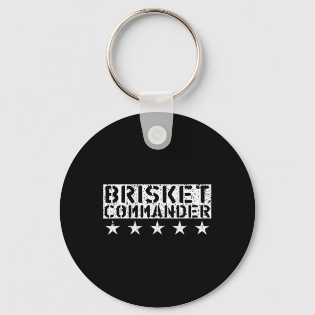 [bbq Dude] Brisket Commander Bbq Shirt  Nyckelring (Framsida)