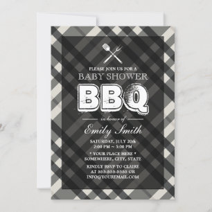 BBQ Elegant Grått Play Baby Shower Inbjudningar