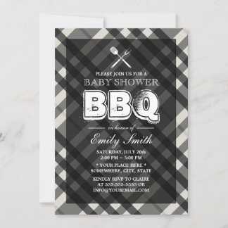 BBQ Elegant Grått Play Baby Shower Inbjudningar