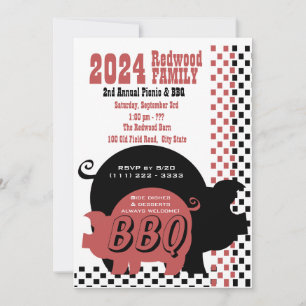 BBQ eller Gris Roast Checker Inbjudningar