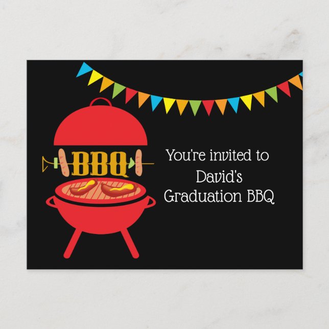 BBQ Examen BBQ, grillfest, bbq-grill, Inbjudan Vykort (Framsida)