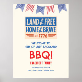 BBQ-fest patriotisk amerikansk 4:e juli vägg Poster