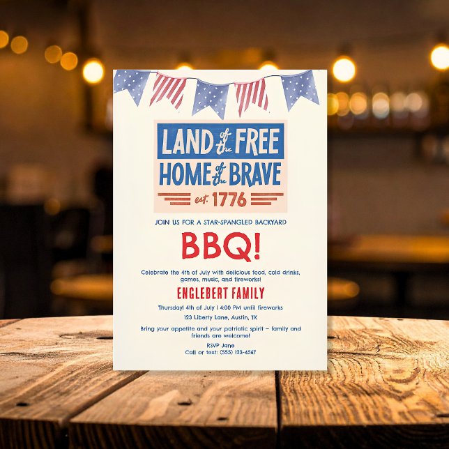  BBQ-fest patriotisk amerikansk 4 juli  Inbjudningar (Skapare uppladdad)
