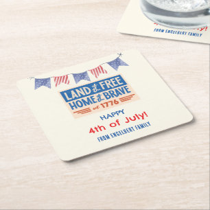 BBQ-fest patriotiskt amerikanskt 4 juli-gäster Underlägg Papper Kvadrat