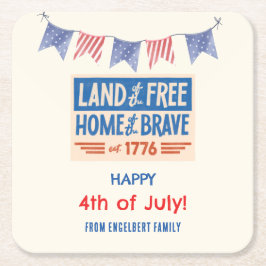 BBQ-fest patriotiskt amerikanskt 4 juli-gäster Underlägg Papper Kvadrat