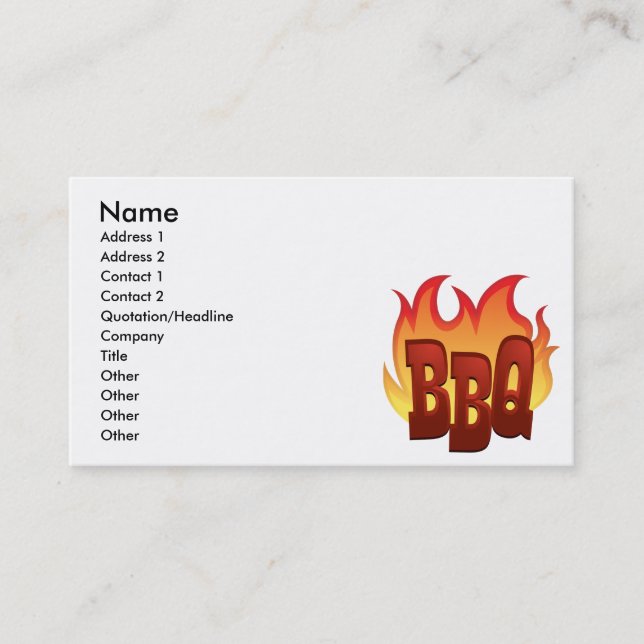 bbq-flamma textdesign visitkort (Framsida)