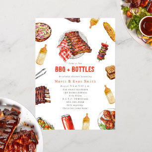 BBQ + Flaskor Cookout Neutralt Baby Shower Inbjudningar