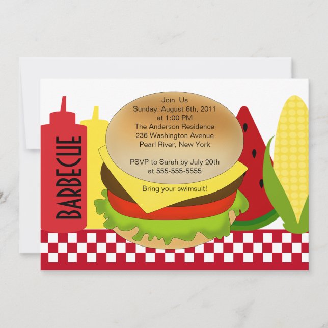 BBQ för inbjudan för sommarpartygrillfest (Framsida)