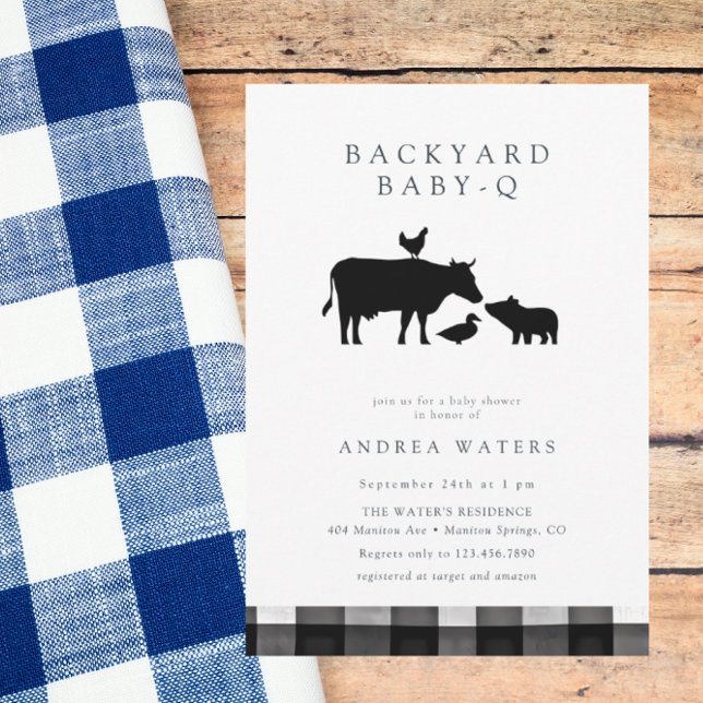 BBQ | Gingham Black | Rustic Baby Shower Inbjudningar (Skapare uppladdad)