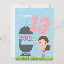 BBQ Girl 13th Birthday Invitation Inbjudningar