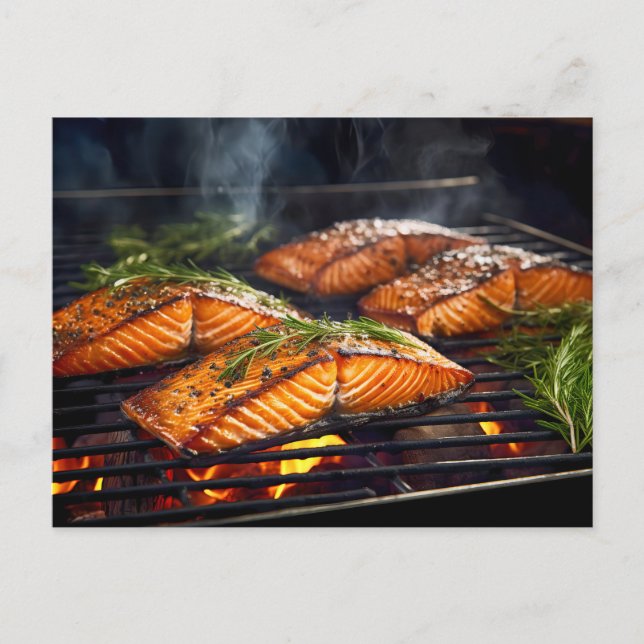 BBQ-glaserad lax Vykort (Framsida)