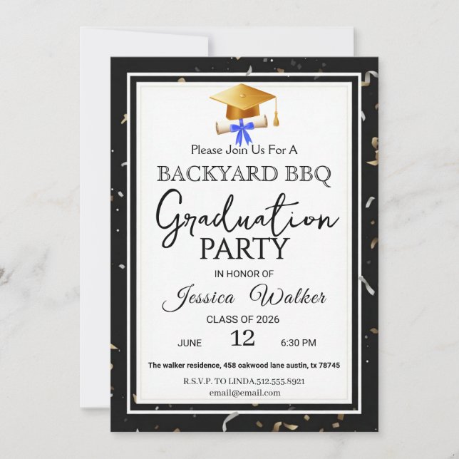  BBQ Graduation Party Invitation Inbjudningar (Framsida)