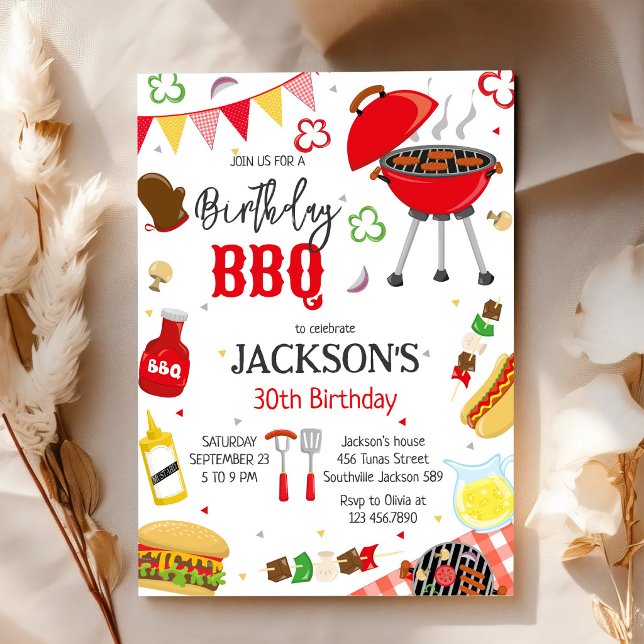 BBQ Grill Bakgård Födelsedagsfest Inbjudningar (Skapare uppladdad)