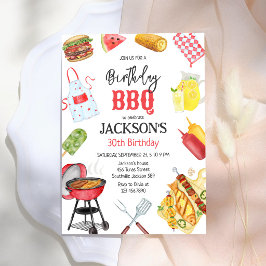 BBQ Grill Bakgård Födelsedagsfest Inbjudningar