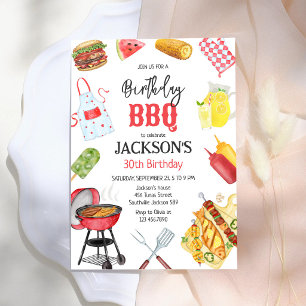 BBQ Grill Bakgård Födelsedagsfest Inbjudningar