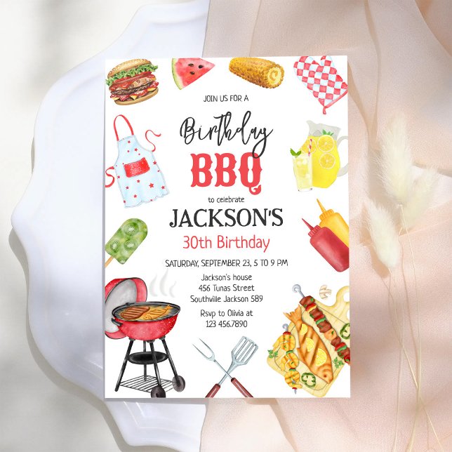 BBQ Grill Bakgård Födelsedagsfest  Inbjudningar (Skapare uppladdad)