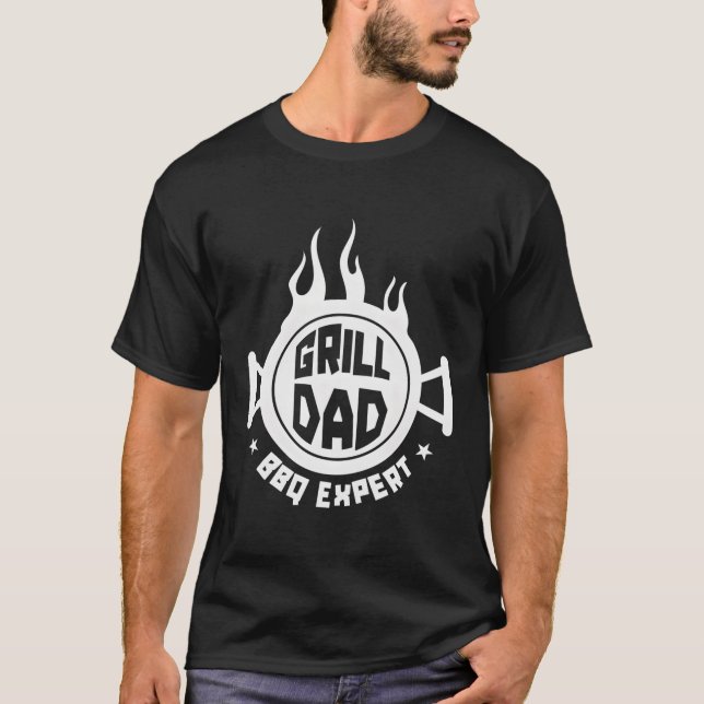 Bbq Grill Barbecue Barbeque Kött Grilling Pappa T Shirt (Framsida)