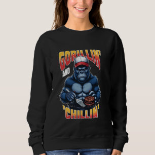 BBQ Grill Funny Gorilla Summer Pappa Fars dag T Shirt