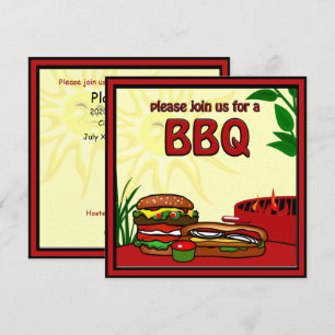 BBQ Grill Picnic Hamburger Hotdog-inbjudan Inbjudningar