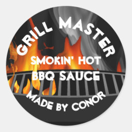 BBQ Grill Sauce Smokin Hett Circle Runt Klistermärke