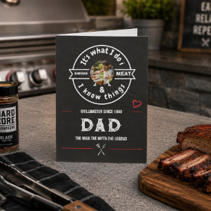 Bbq Grillning Roliga Fars Dagen Foto Svart Vitt Kort