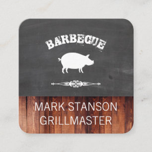 BBQ / Gris / krita / trä Fyrkantigt Visitkort