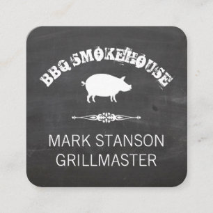 BBQ / Gris / kritbakgrund Fyrkantigt Visitkort