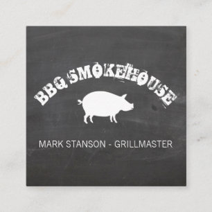 BBQ / Gris / kritbakgrund Fyrkantigt Visitkort