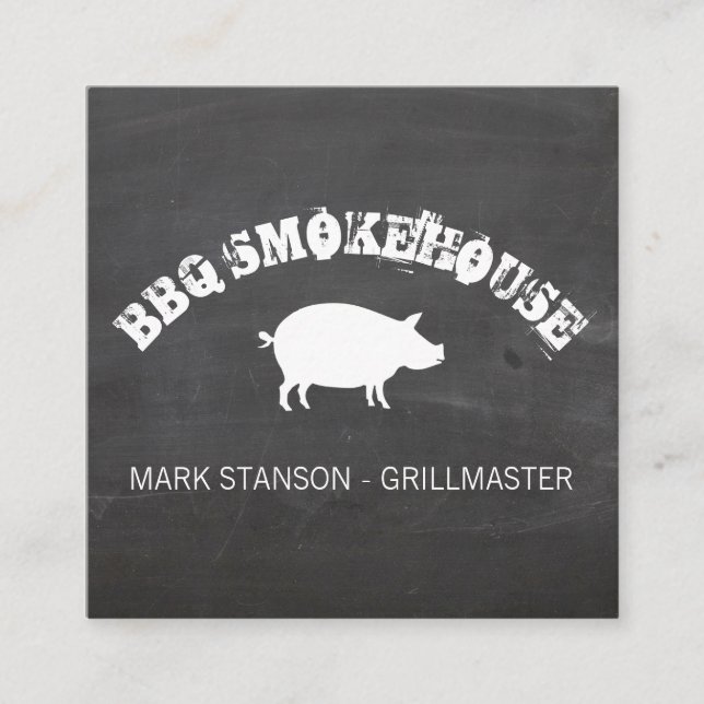 BBQ / Gris / kritbakgrund Fyrkantigt Visitkort (Framsida)