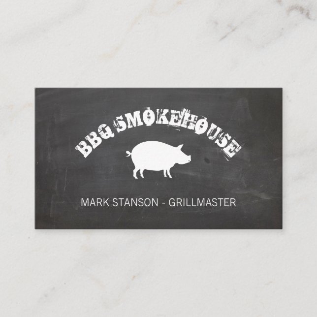 BBQ / Gris / kritbakgrund Visitkort (Framsida)