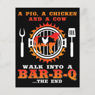 BBQ Gris och kyckling i ett Pub-BBQ Flygblad