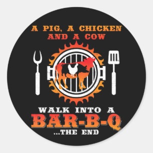 BBQ Gris och kyckling i ett Pub-BBQ Runt Klistermärke