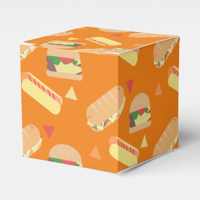 BBQ Hett Hund Burger Food Sandwich Party Orange Presentaskar (Framsidan Sidan)