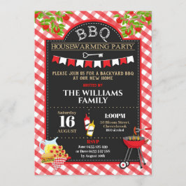 BBQ Hushållsuppvärmning Party New Home Backyard BB Inbjudningar
