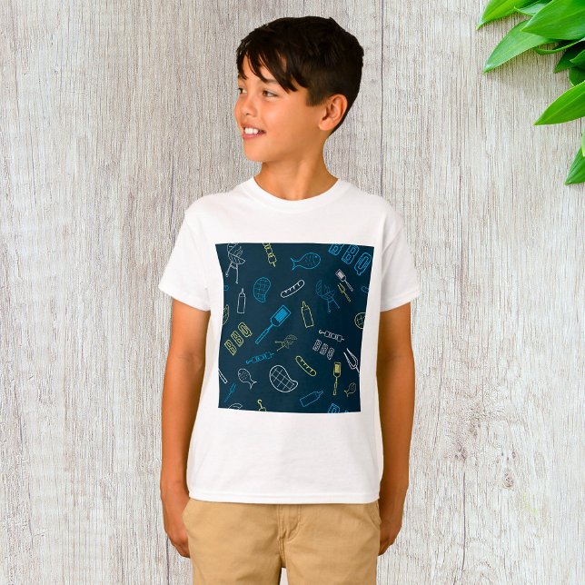 BBQ Icons Mönster Grilling Verktyg Kött Food T Shirt (Skapare uppladdad)